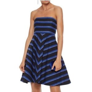 *NEW* Halston Heritage Strapless Metallic Stripe Fit Flare Dress